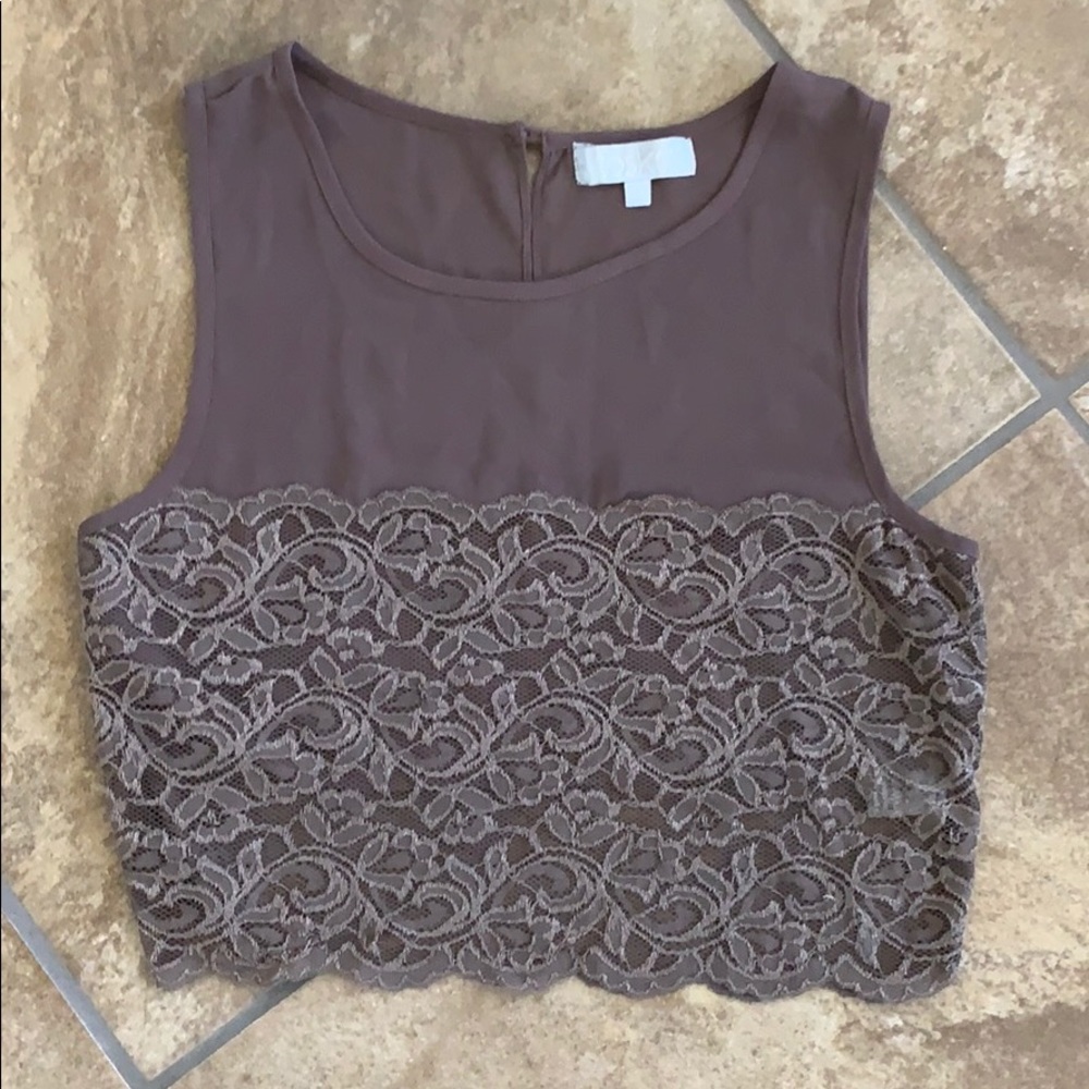 Brown laced crop top